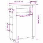 Juego de muebles de baño con rueda Roble Negro 65 x 23 x 87 cm