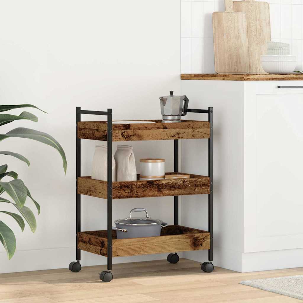 Carro de Cocina Madera envejecida 50 x 30 x 70 cm
