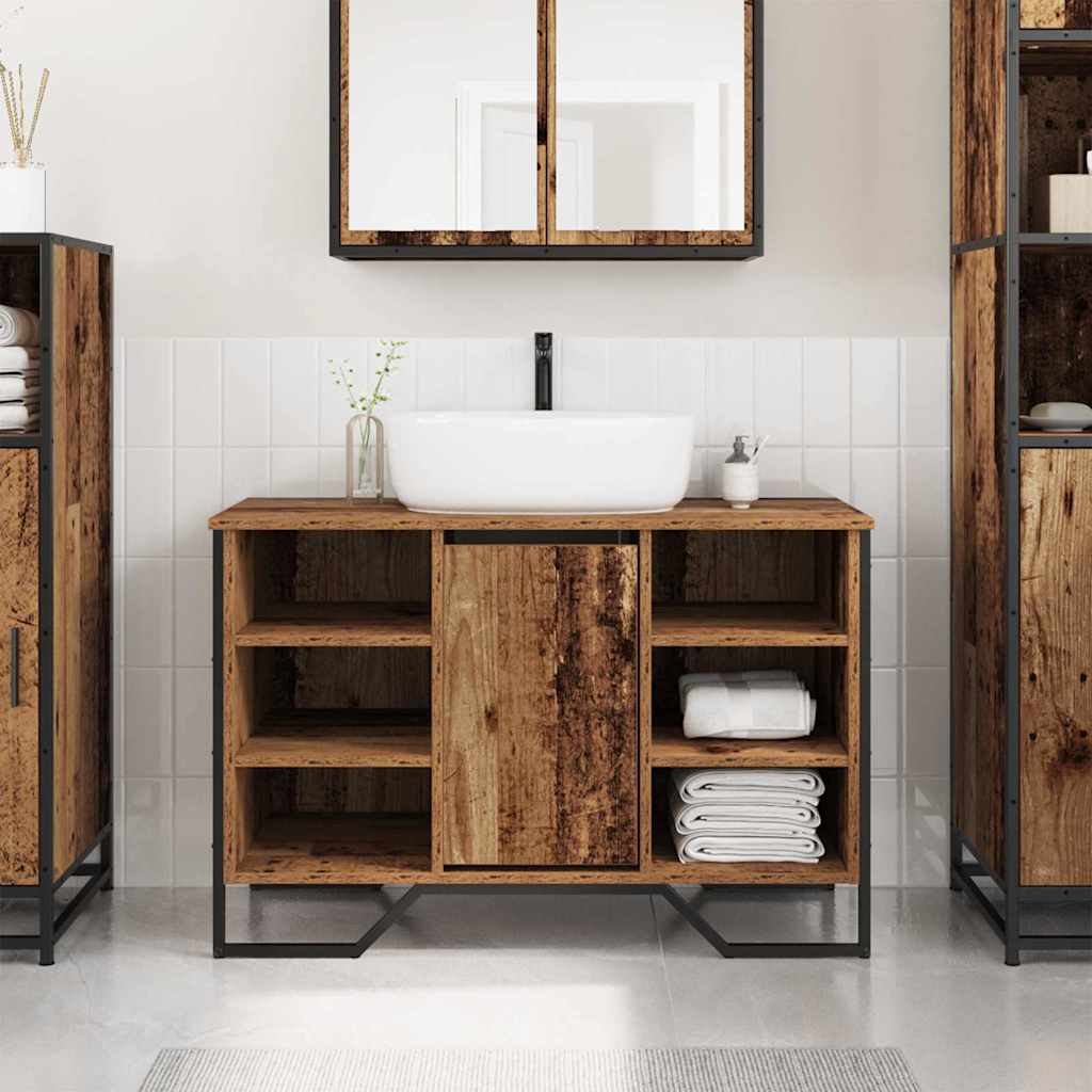 Gabinete de Lavabo para Baño Madera Vieja 91 x 35 x 60 cm