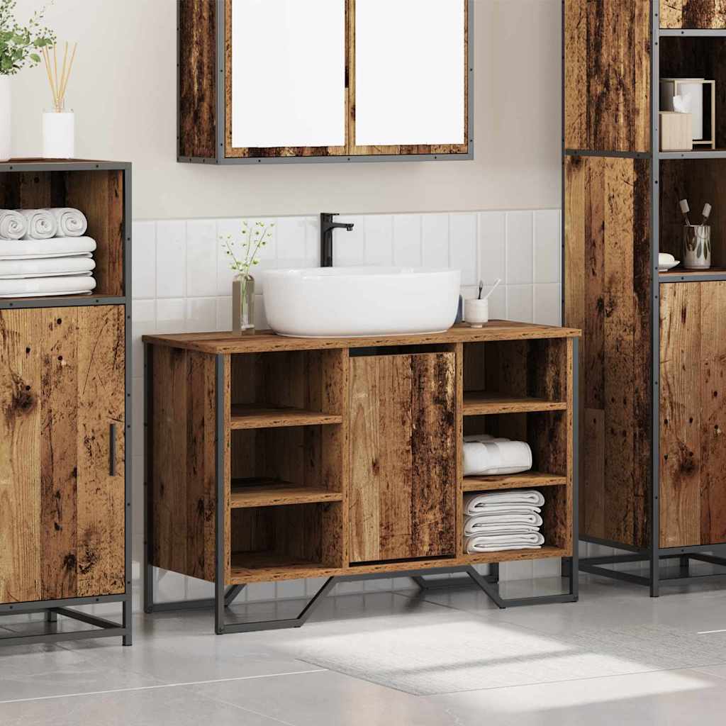 Gabinete de Lavabo para Baño Madera Vieja 91 x 35 x 60 cm
