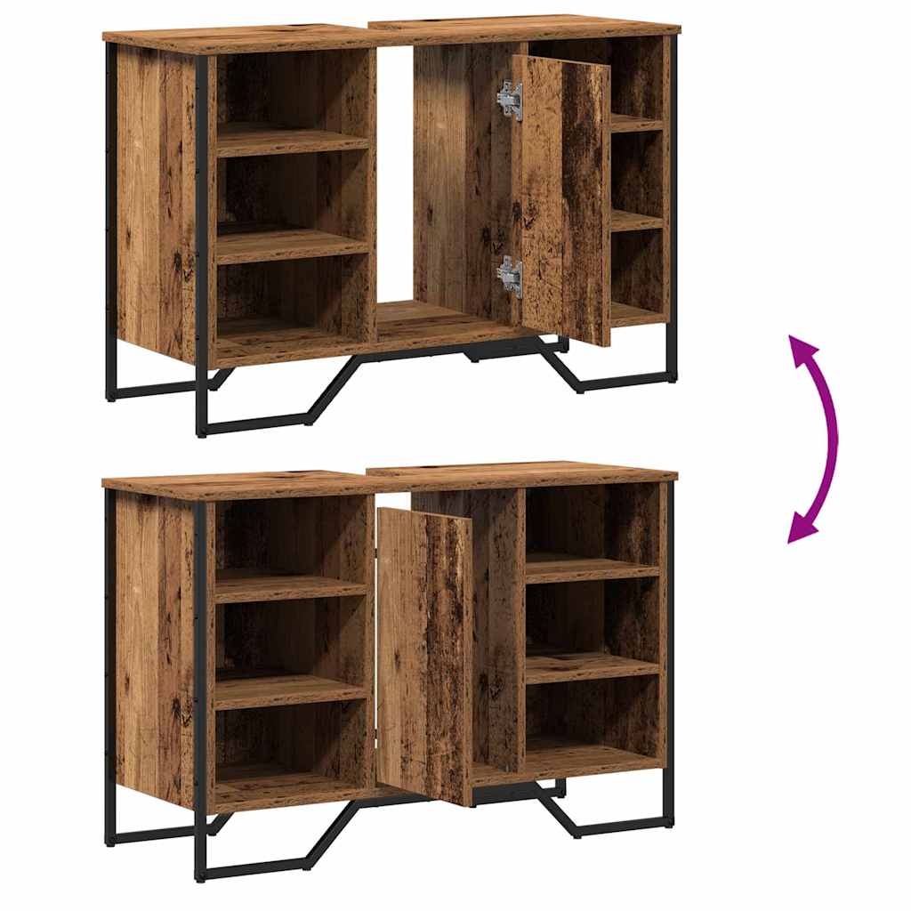 Gabinete de Lavabo para Baño Madera Vieja 91 x 35 x 60 cm