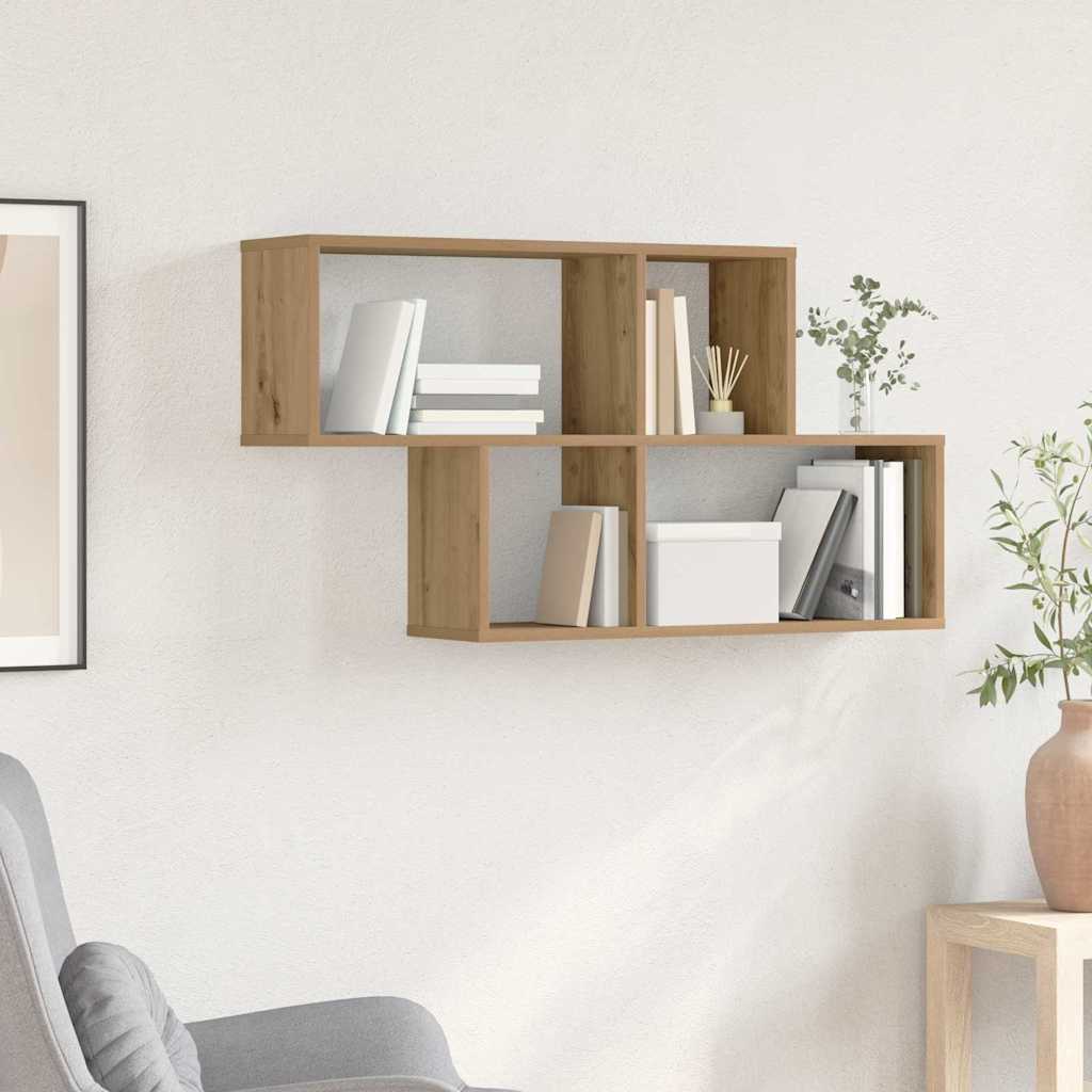 Wall shelf with shelf Brown Engineered wood