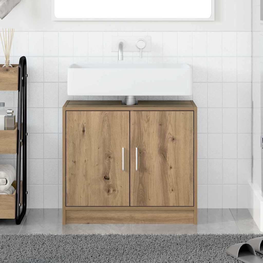 Gabinete de Baño con almacenamiento Roble Negro 63 x 29 x 55 cm