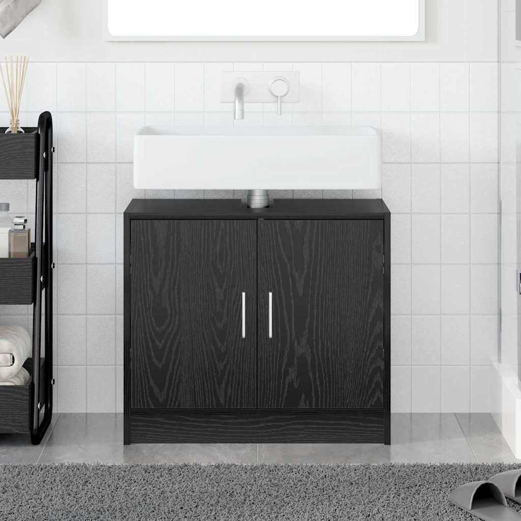 Gabinete de Baño con almacenamiento Roble Negro 63 x 29 x 55 cm