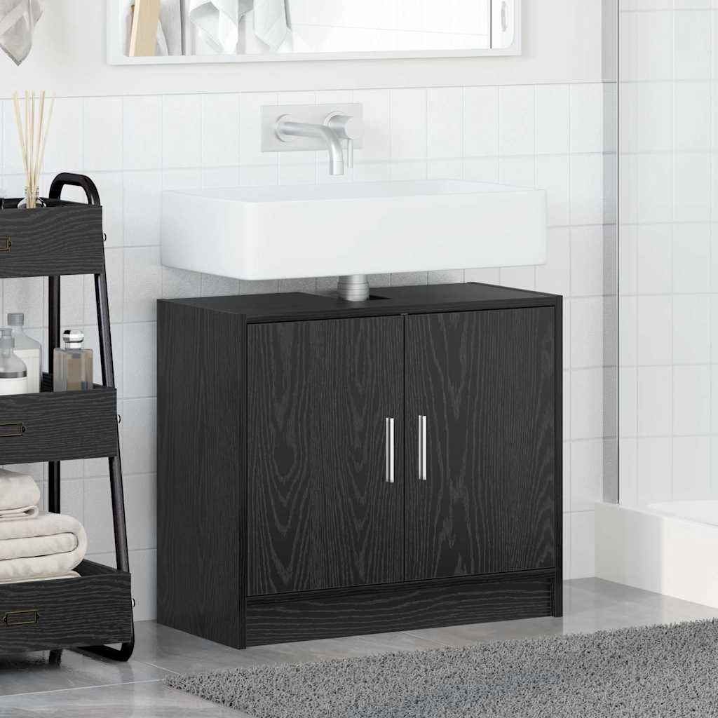 Gabinete de Baño con almacenamiento Roble Negro 63 x 29 x 55 cm