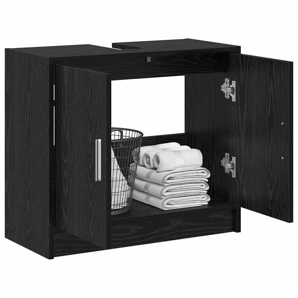 Gabinete de Baño con almacenamiento Roble Negro 63 x 29 x 55 cm