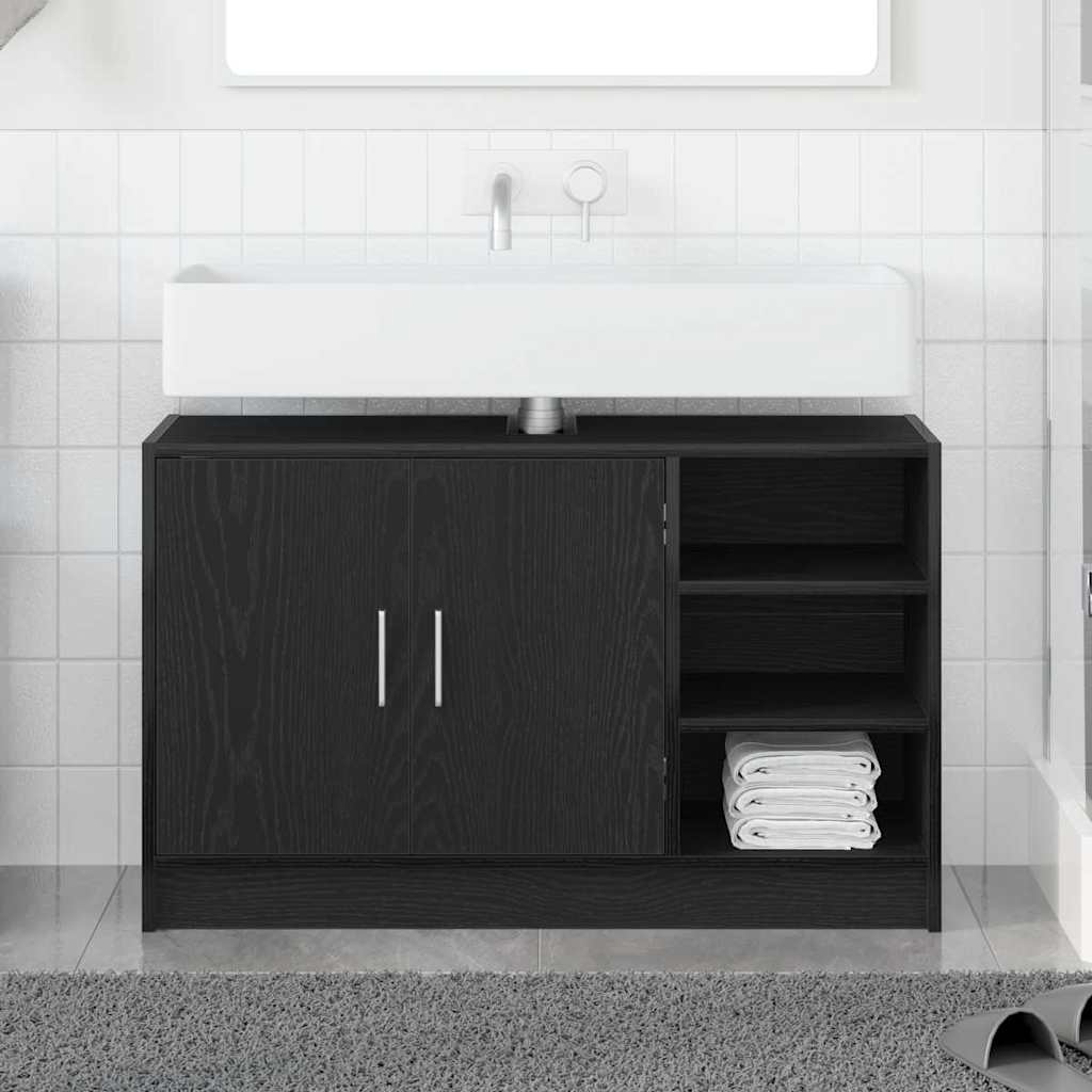 Mueble de Cuarto de Baño con puerta Roble Negro 63 x 29 x 55 cm