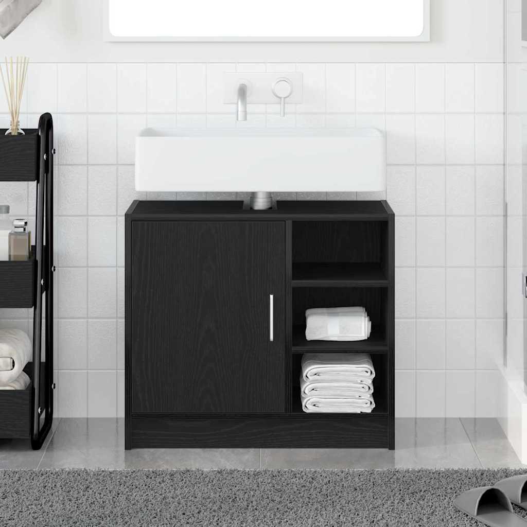 Mueble de Cuarto de Baño con puerta Roble Negro 63 x 29 x 55 cm