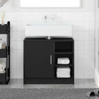 Mueble de Cuarto de Baño con puerta Roble Negro 63 x 29 x 55 cm