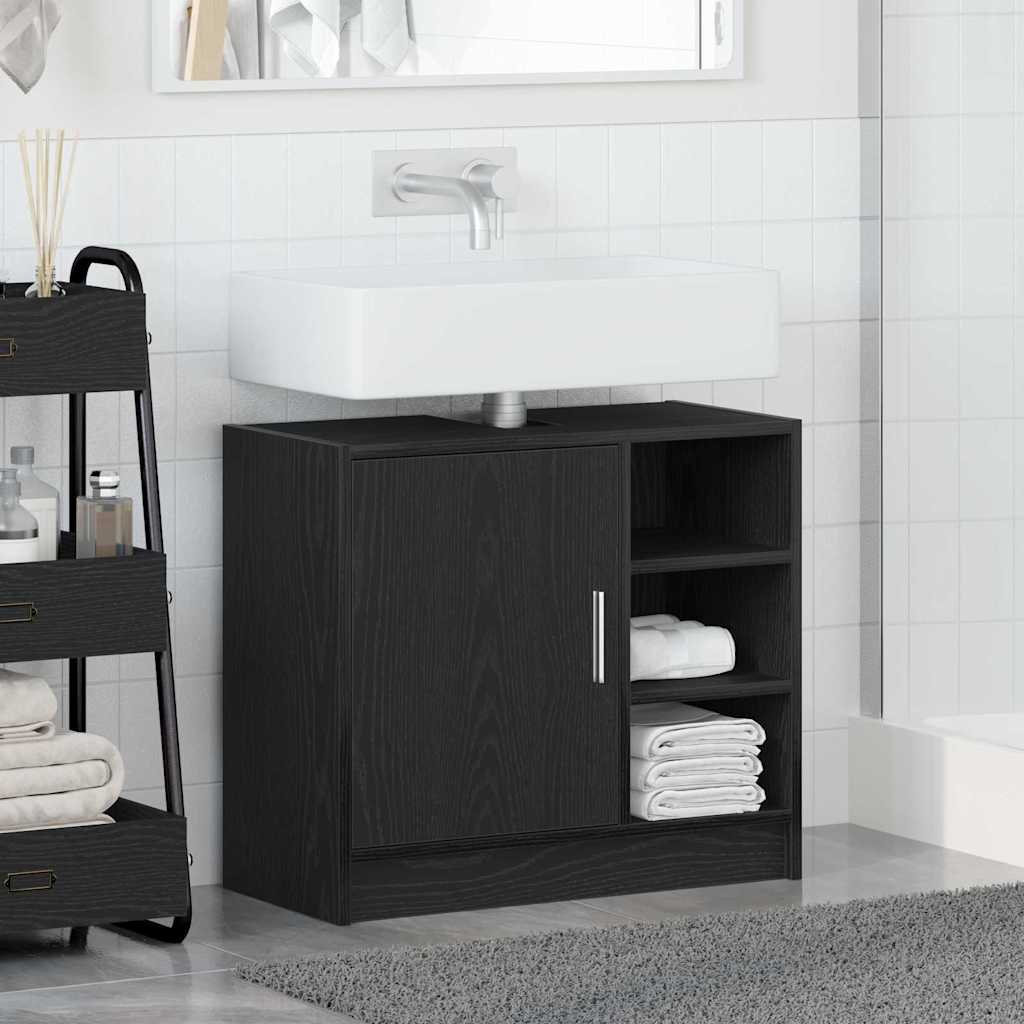 Mueble de Cuarto de Baño con puerta Roble Negro 63 x 29 x 55 cm