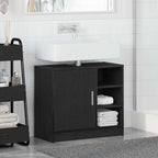 Mueble de Cuarto de Baño con puerta Roble Negro 63 x 29 x 55 cm