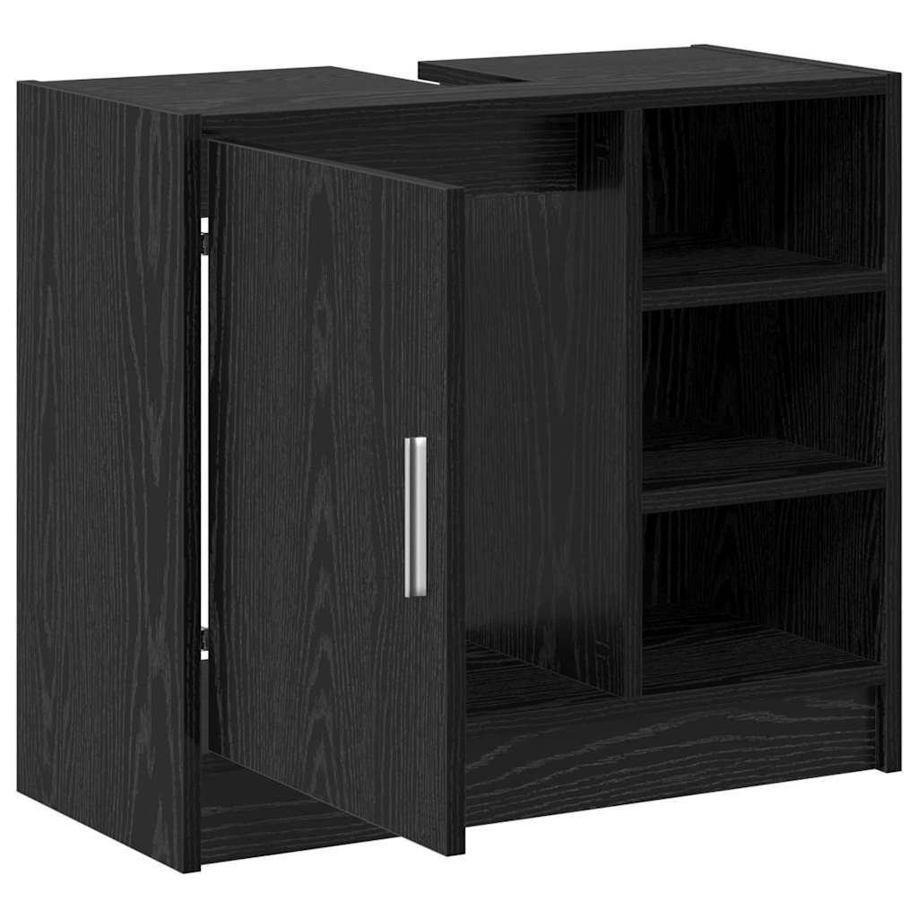 Mueble de Cuarto de Baño con puerta Roble Negro 63 x 29 x 55 cm