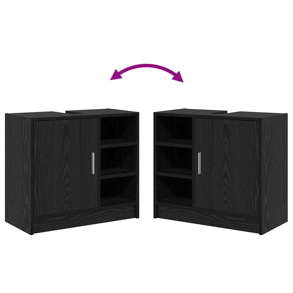 Mueble de Cuarto de Baño con puerta Roble Negro 63 x 29 x 55 cm