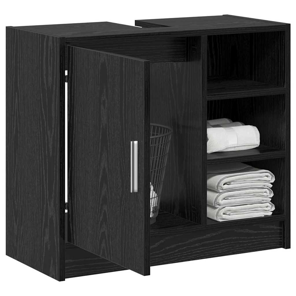 Mueble de Cuarto de Baño con puerta Roble Negro 63 x 29 x 55 cm