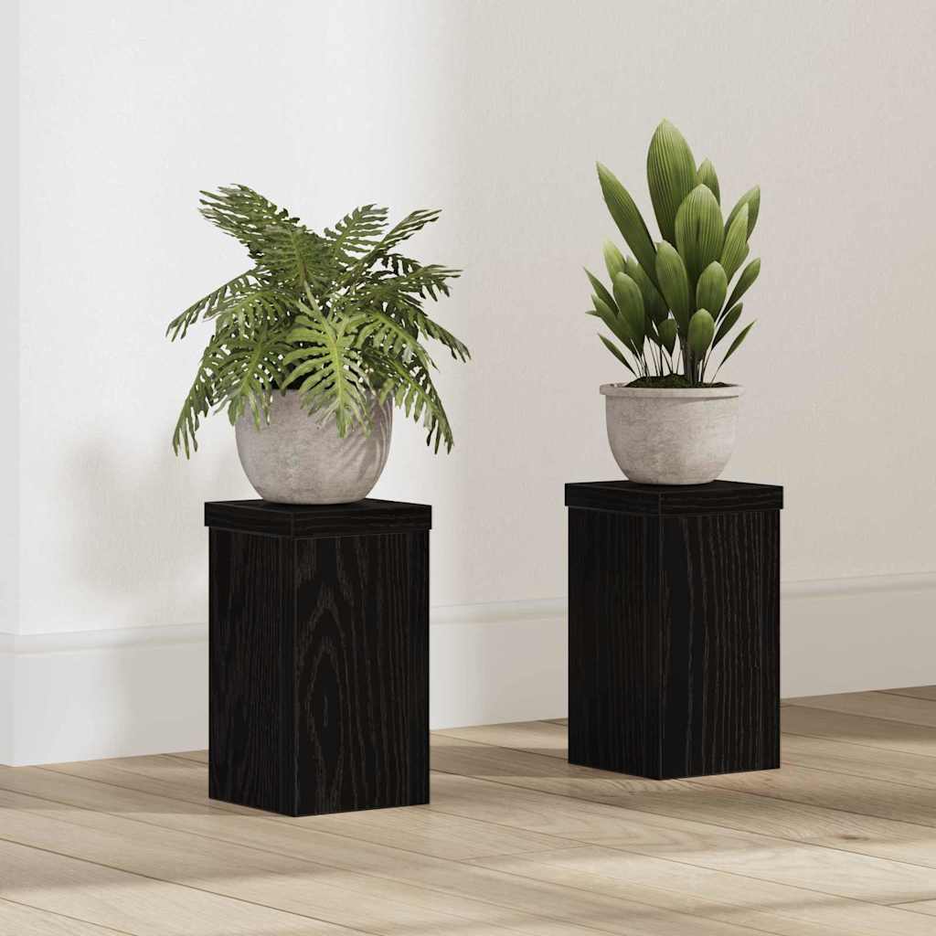Soporte de plantas 2 pcs Roble Negro 10 x 10 x 18 cm