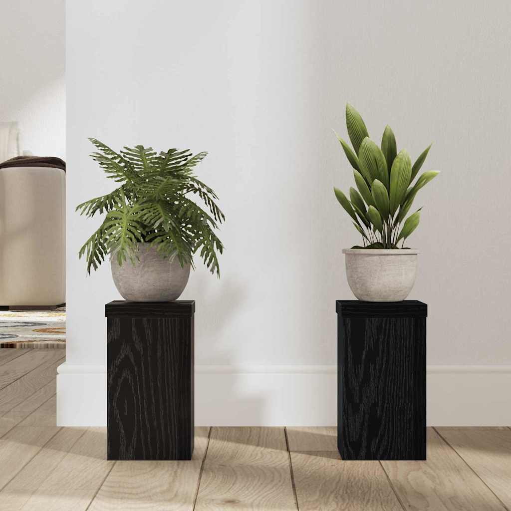 Soporte de plantas 2 pcs Roble Negro 10 x 10 x 18 cm