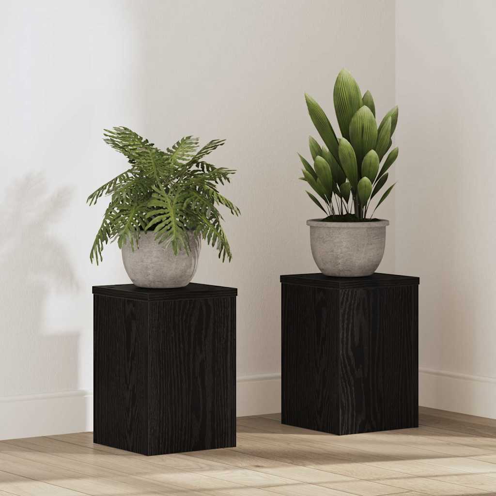 Soporte de plantas 2 pcs Roble Negro 10 x 10 x 18 cm