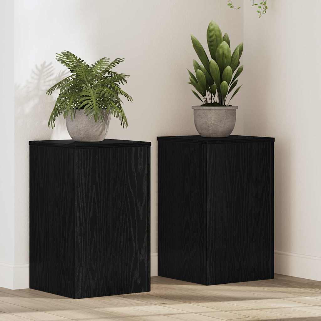 Soporte de plantas 2 pcs Roble Negro 10 x 10 x 18 cm