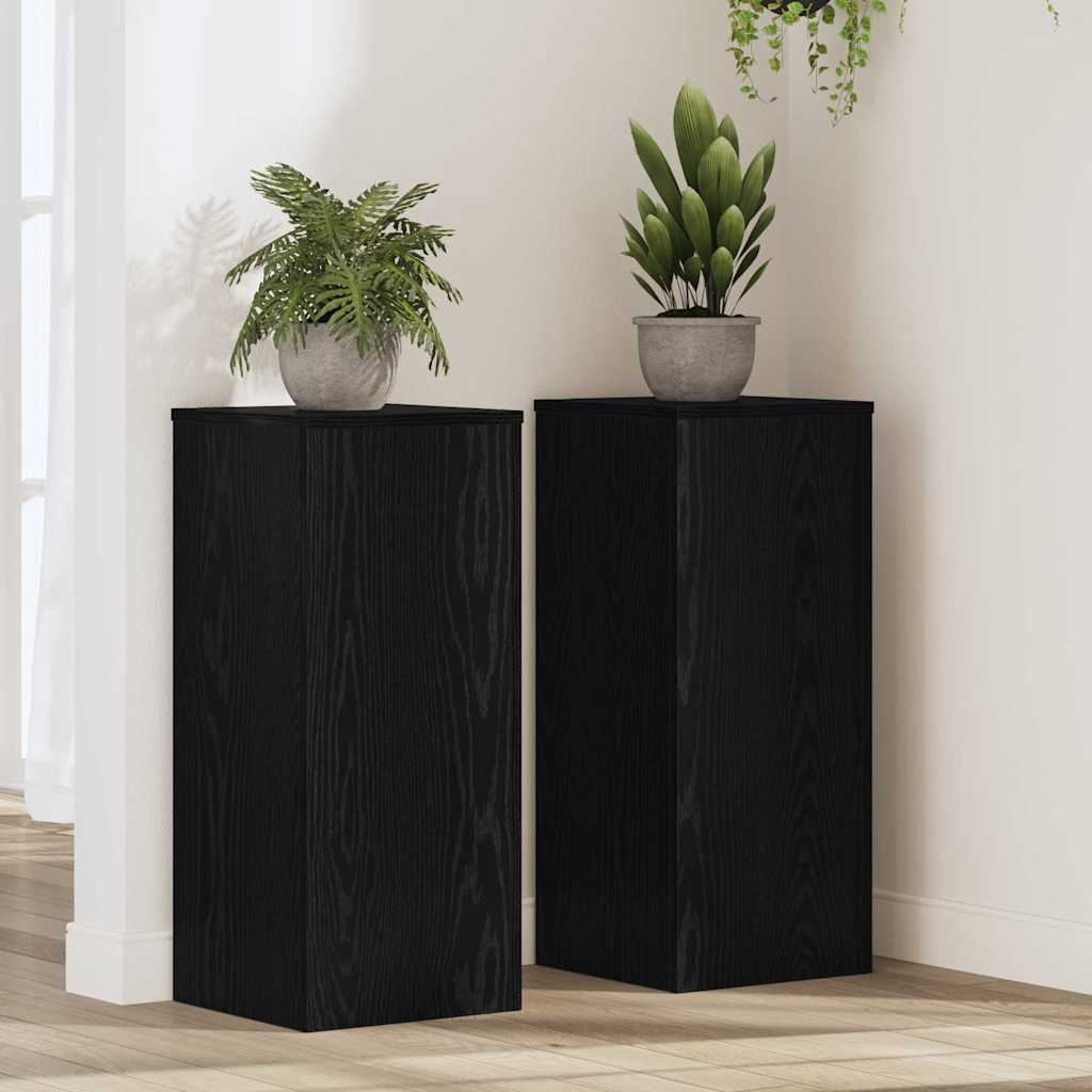 Soporte de plantas 2 pcs Roble Negro 10 x 10 x 18 cm