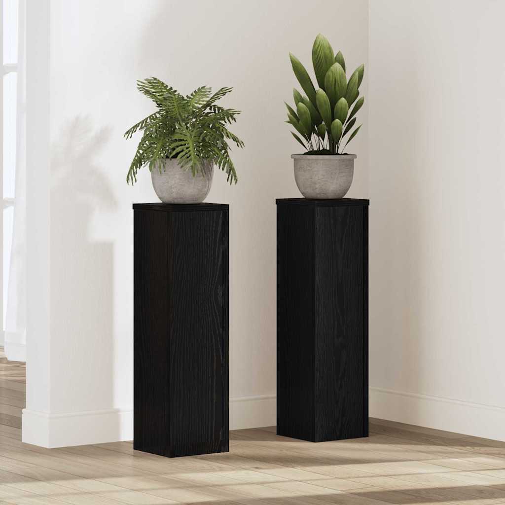 Soporte de plantas 2 pcs Roble Negro 10 x 10 x 18 cm