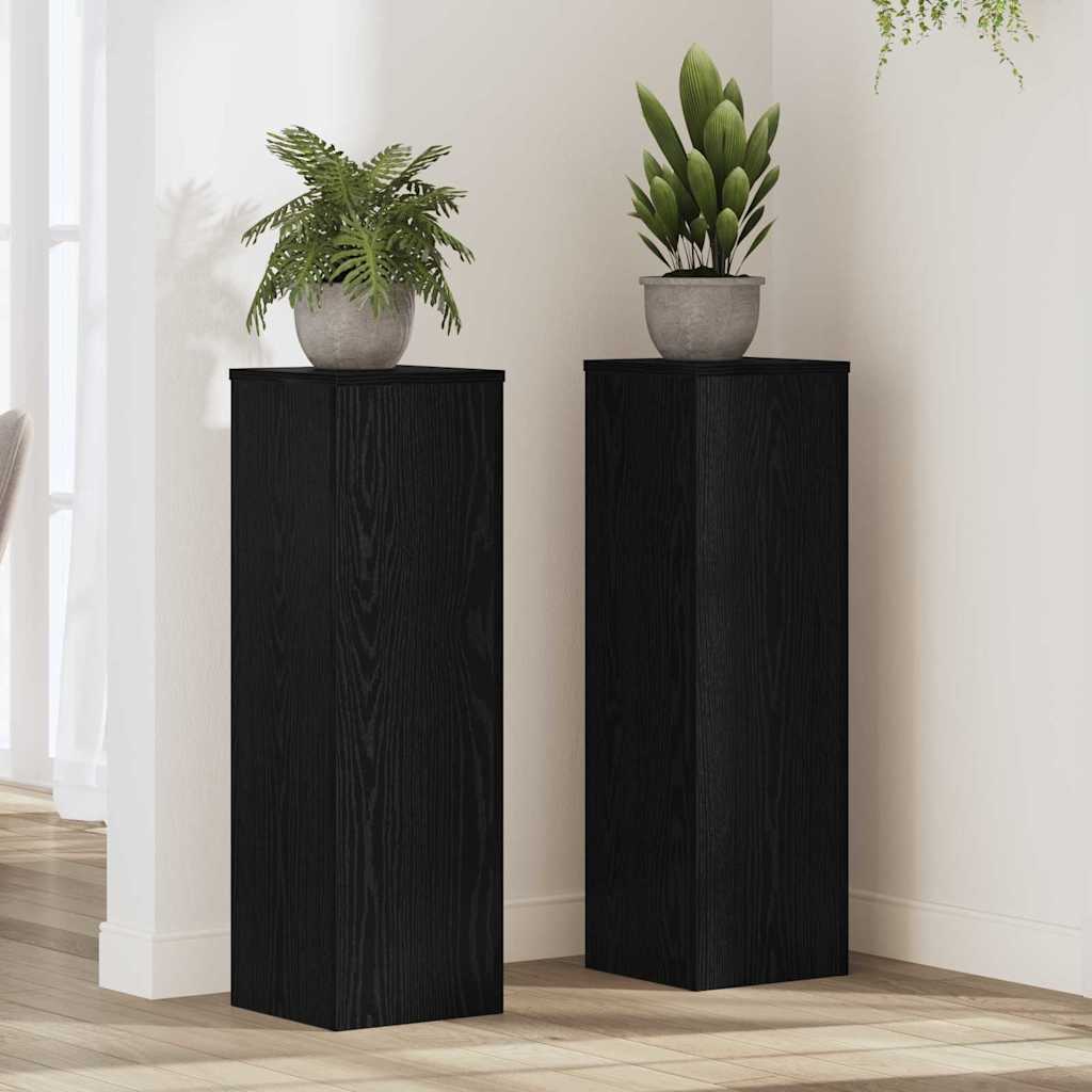 Soporte de plantas 2 pcs Roble Negro 10 x 10 x 18 cm