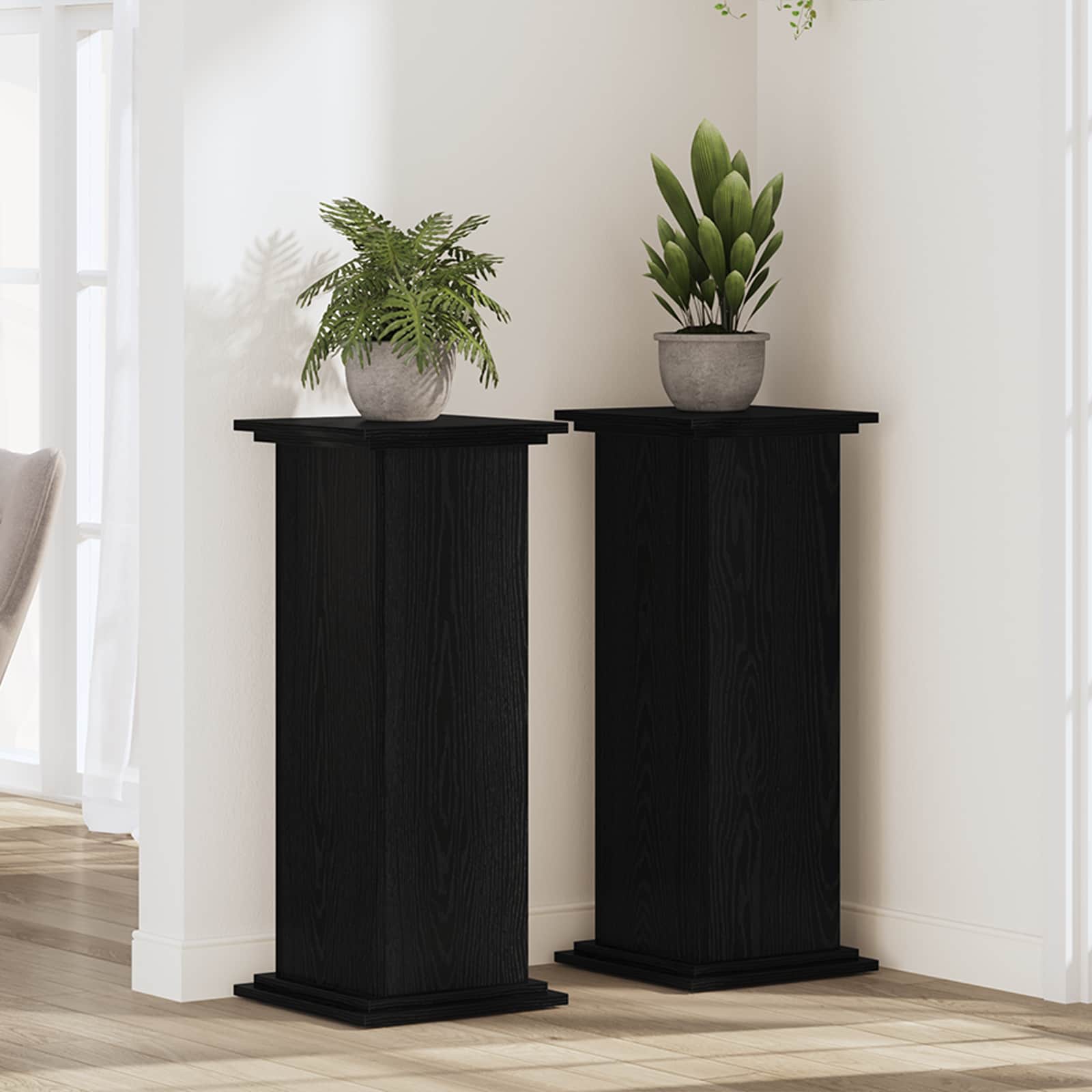 Soporte de plantas Roble Negro 33 x 33 x 100 cm