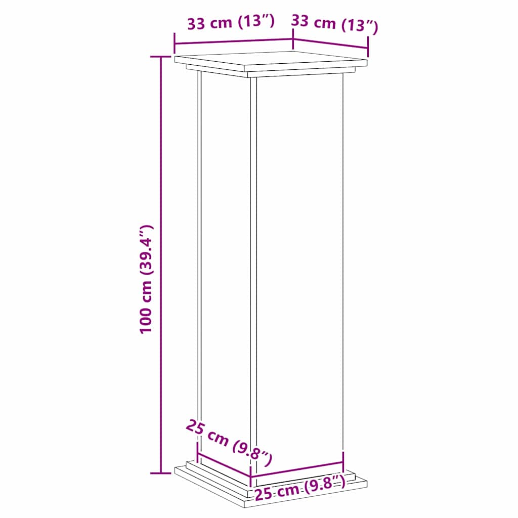 Soporte de plantas Roble Negro 33 x 33 x 100 cm