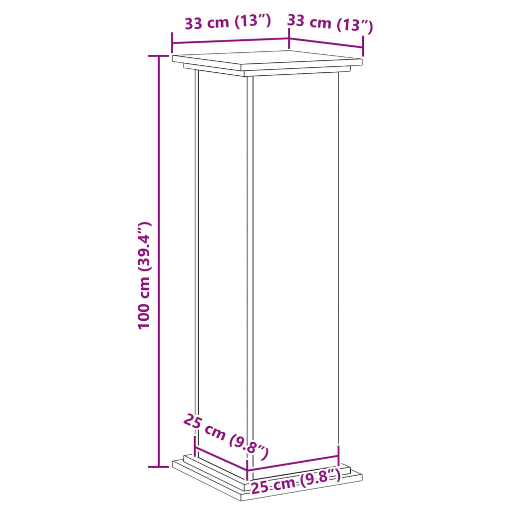 Soporte de plantas Roble Negro 33 x 33 x 100 cm