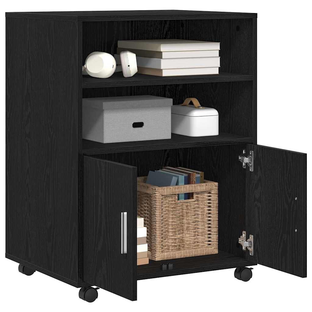Armario con estante con rueda Roble Negro 60 x 48 x 74.5 cm