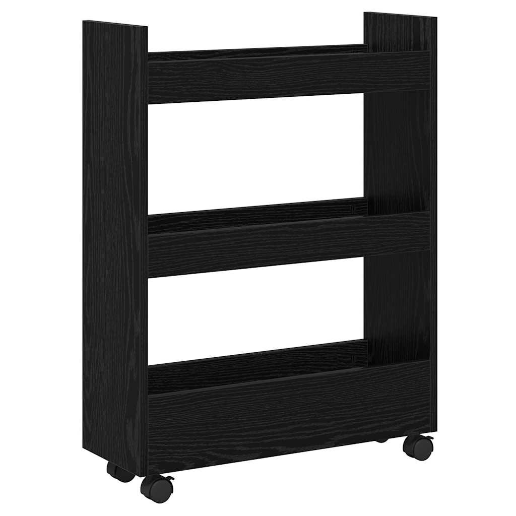 Carro de Almacenamiento Estrecho Roble Negro 60 x 22 x 80 cm