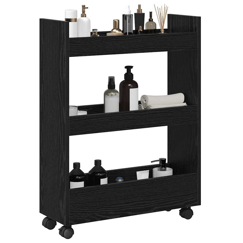 Carro de Almacenamiento Estrecho Roble Negro 60 x 22 x 80 cm