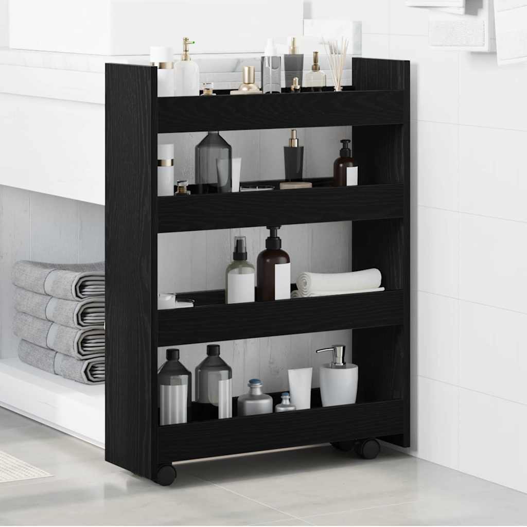 Carro de Almacenamiento Estrecho Roble Negro 60 x 20 x 82 cm