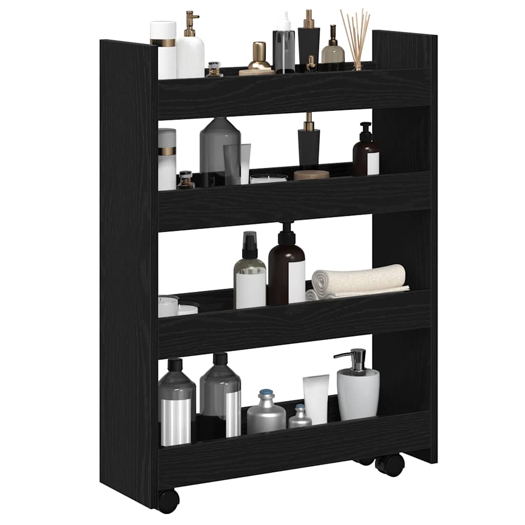 Carro de Almacenamiento Estrecho Roble Negro 60 x 20 x 82 cm