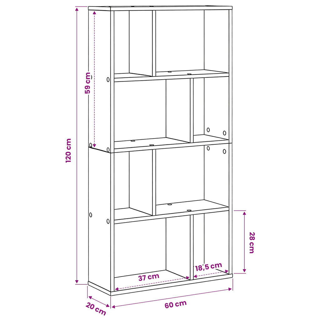 Librería Roble Negro 60 x 20 x 102,5 cm Madera de ingeniería