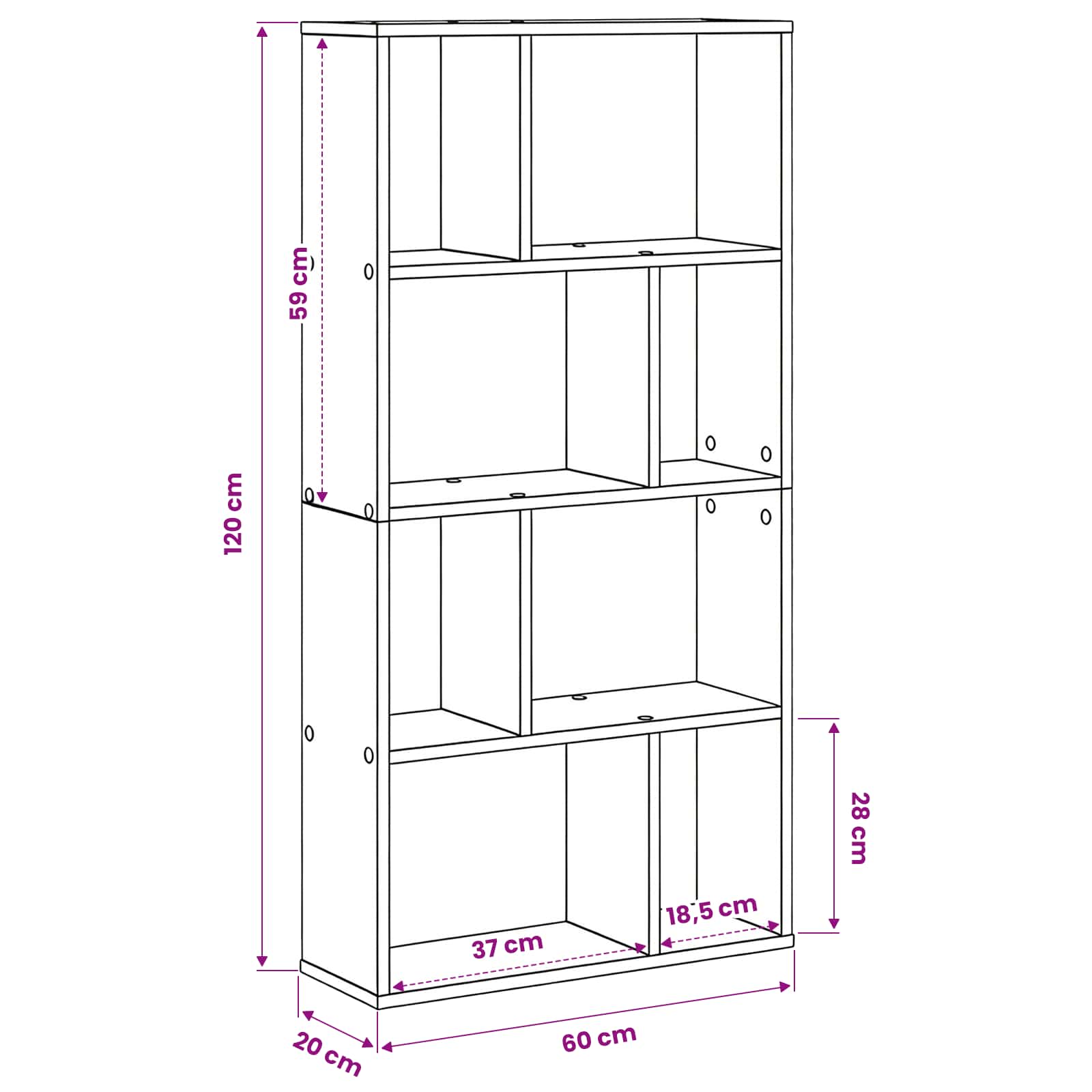 Librería Roble Negro 60 x 20 x 102,5 cm Madera de ingeniería