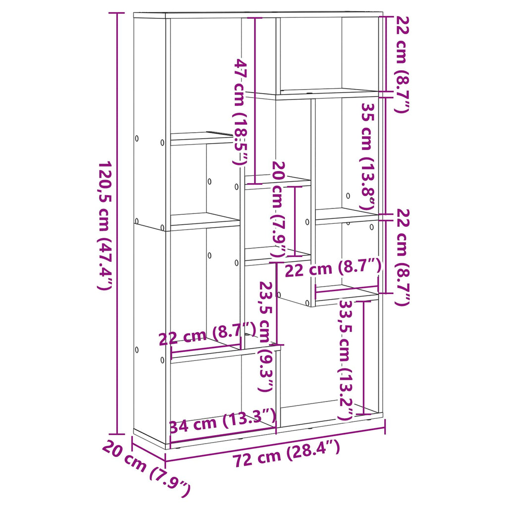 Librería Roble Negro 72 x 20 x 102,5 cm Madera de ingeniería