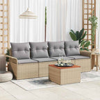 Conjunto de sofás de jardín 5 pcs Beige ratán sintético