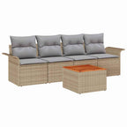 Conjunto de sofás de jardín 5 pcs Beige ratán sintético