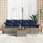 Conjunto de sofás de jardín 5 pcs Gris ratán sintético