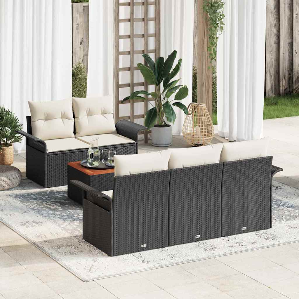 Conjunto de sofás de jardín 6 pcs Gris ratán sintético