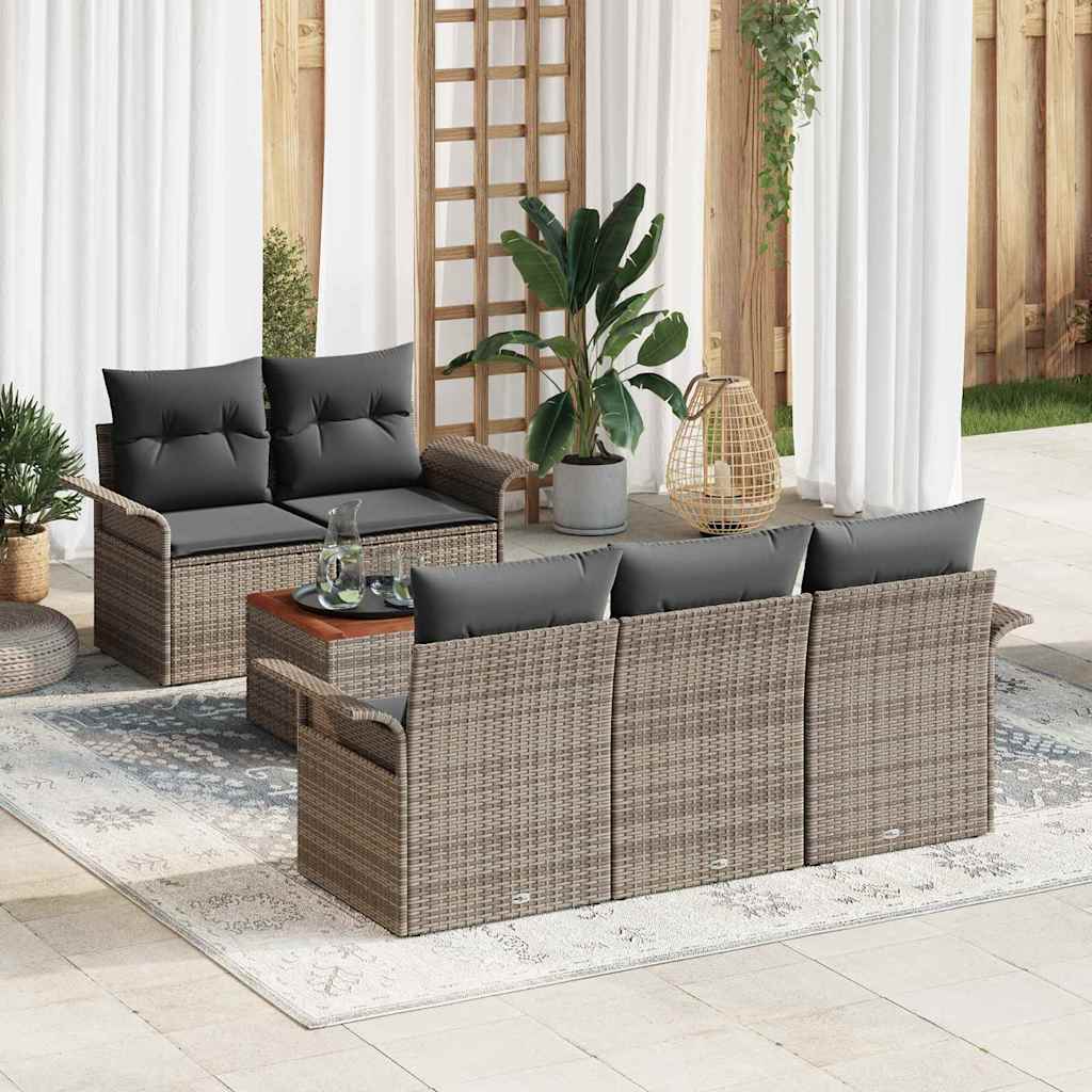Conjunto de sofás de jardín 6 pcs Beige y Gris Claro