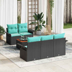 Conjunto de sofás de jardín 6 pcs Negro ratán sintético