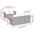 Conjunto de sofás de jardín 6 pcs Negro ratán sintético