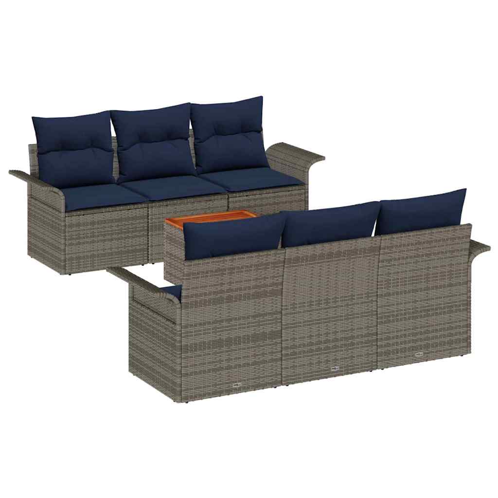 Conjunto de sofás de jardín 7 pcs Gris ratán sintético