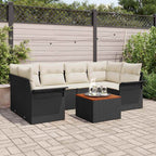 Conjunto de sofás de jardín 7 pcs Negro ratán sintético