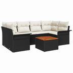 Conjunto de sofás de jardín 7 pcs Negro ratán sintético