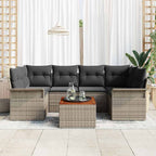 Conjunto de sofás de jardín 7 pcs Gris ratán sintético