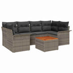 Conjunto de sofás de jardín 7 pcs Gris ratán sintético