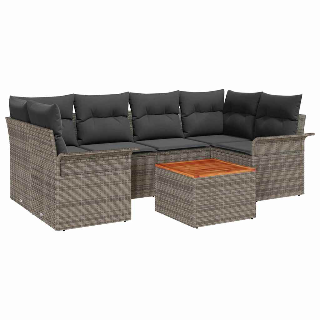 Conjunto de sofás de jardín 7 pcs Gris ratán sintético
