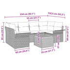 Conjunto de sofás de jardín 7 pcs Gris ratán sintético